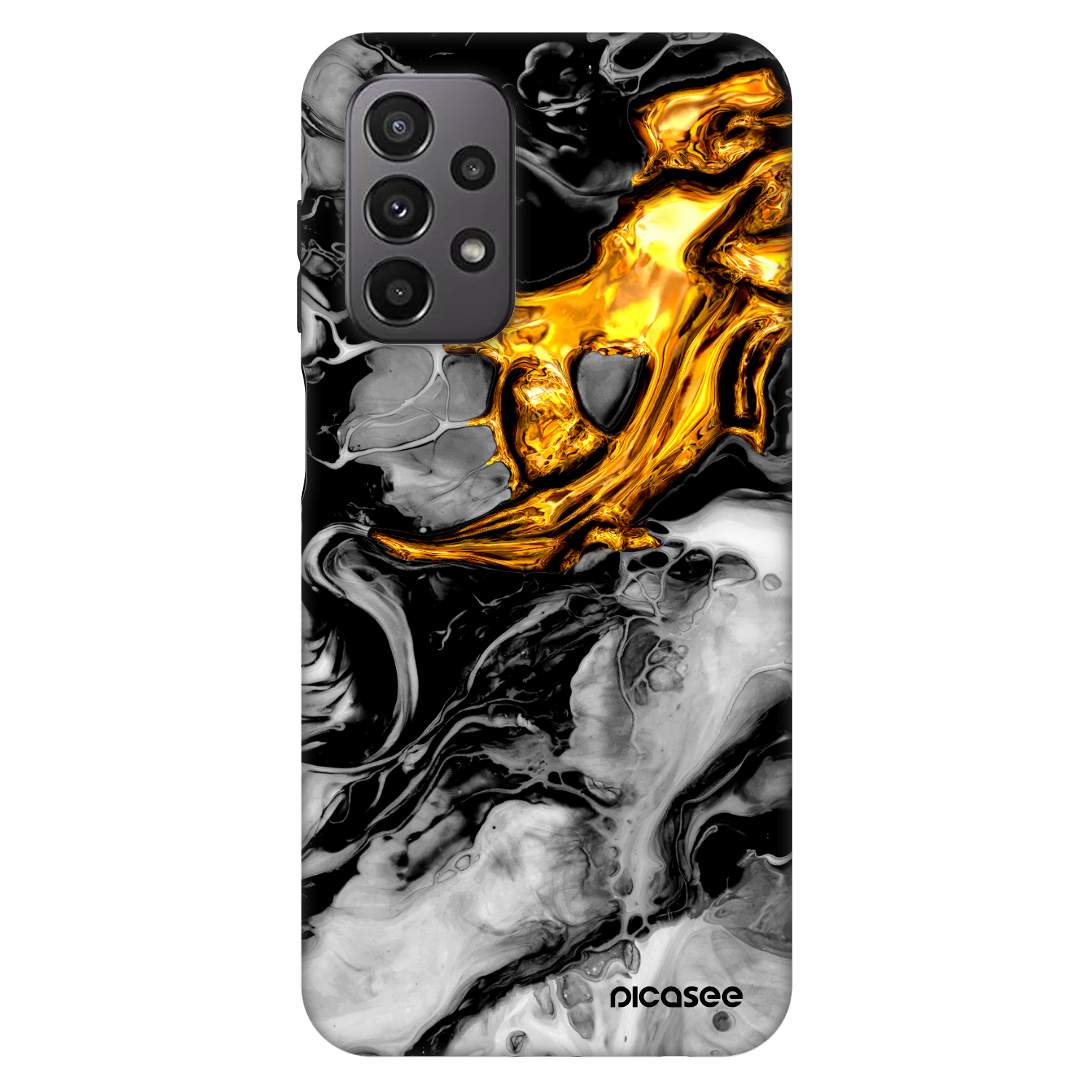 Picasee Fashion Case na Samsung Galaxy A23 A236B 5G - Black Gold 2