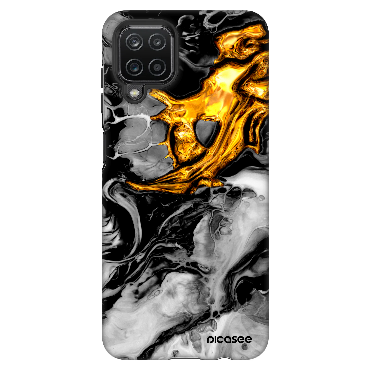 Picasee Fashion Case na Samsung Galaxy A12 A125F - Black Gold 2