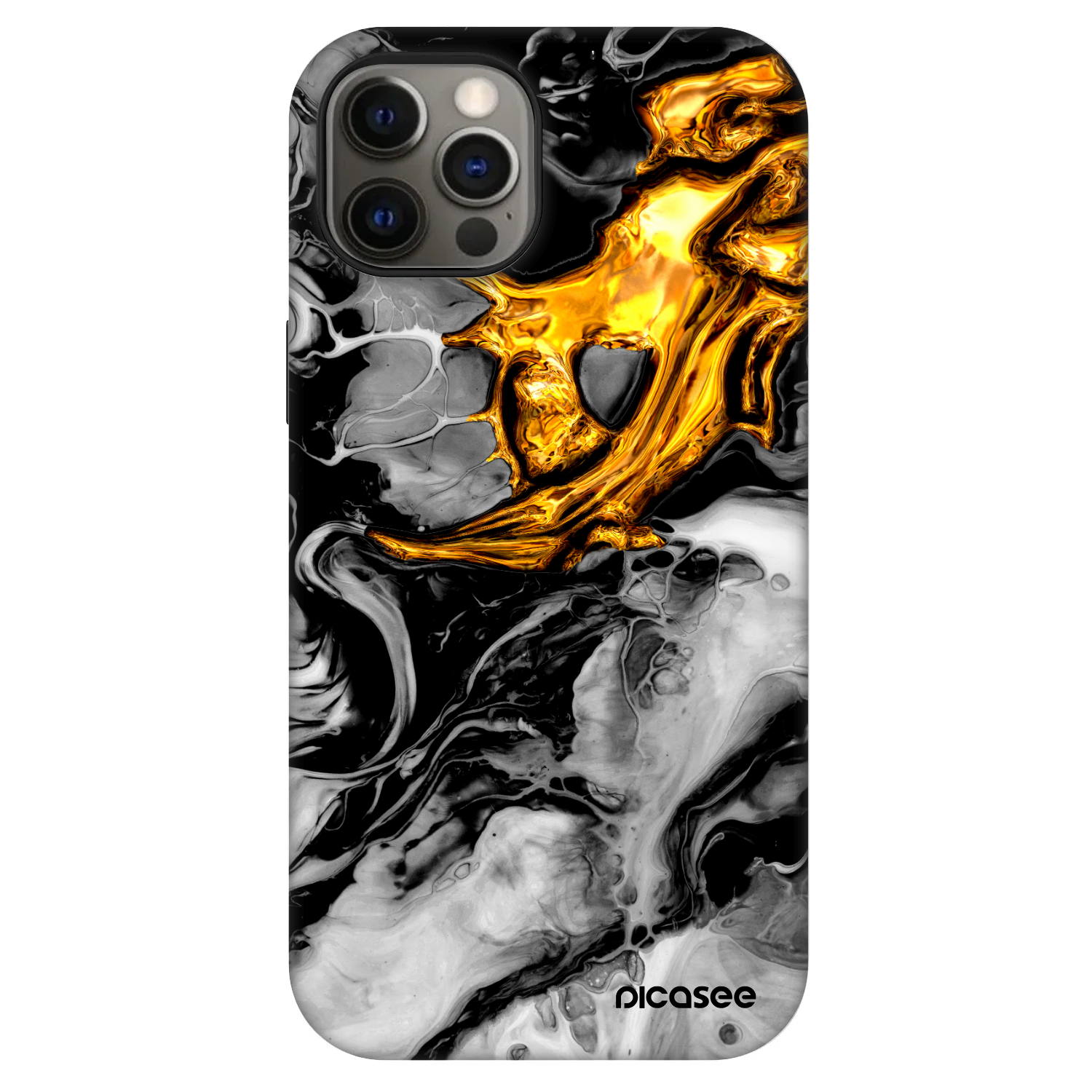 Picasee Fashion Case MagSafe na Apple iPhone 12 - Black Gold 2