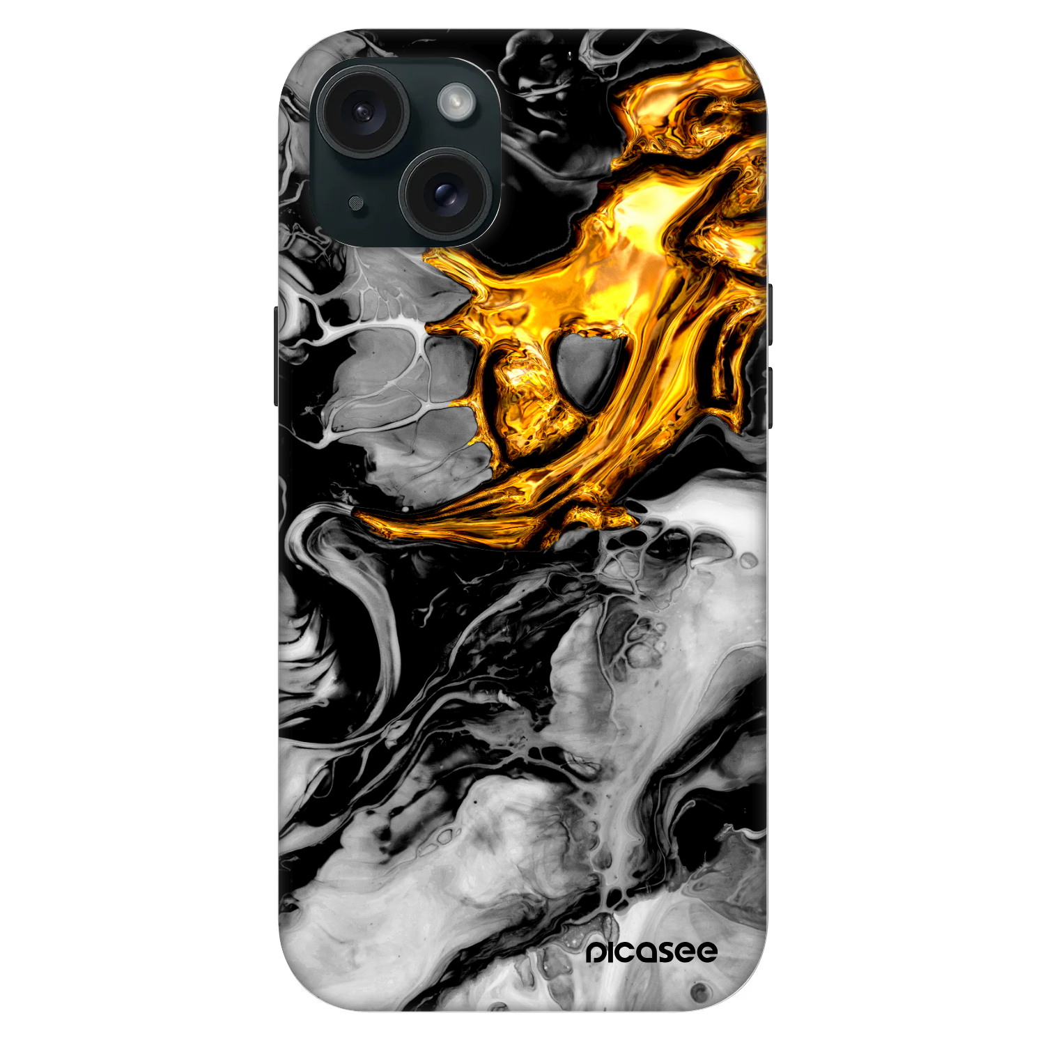 Picasee Fashion Case MagSafe na Apple iPhone 15 Plus - Black Gold 2