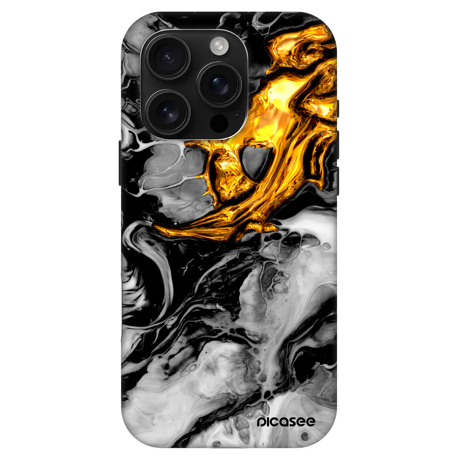 Picasee Fashion Case MagSafe na Apple iPhone 16 Pro - Black Gold 2