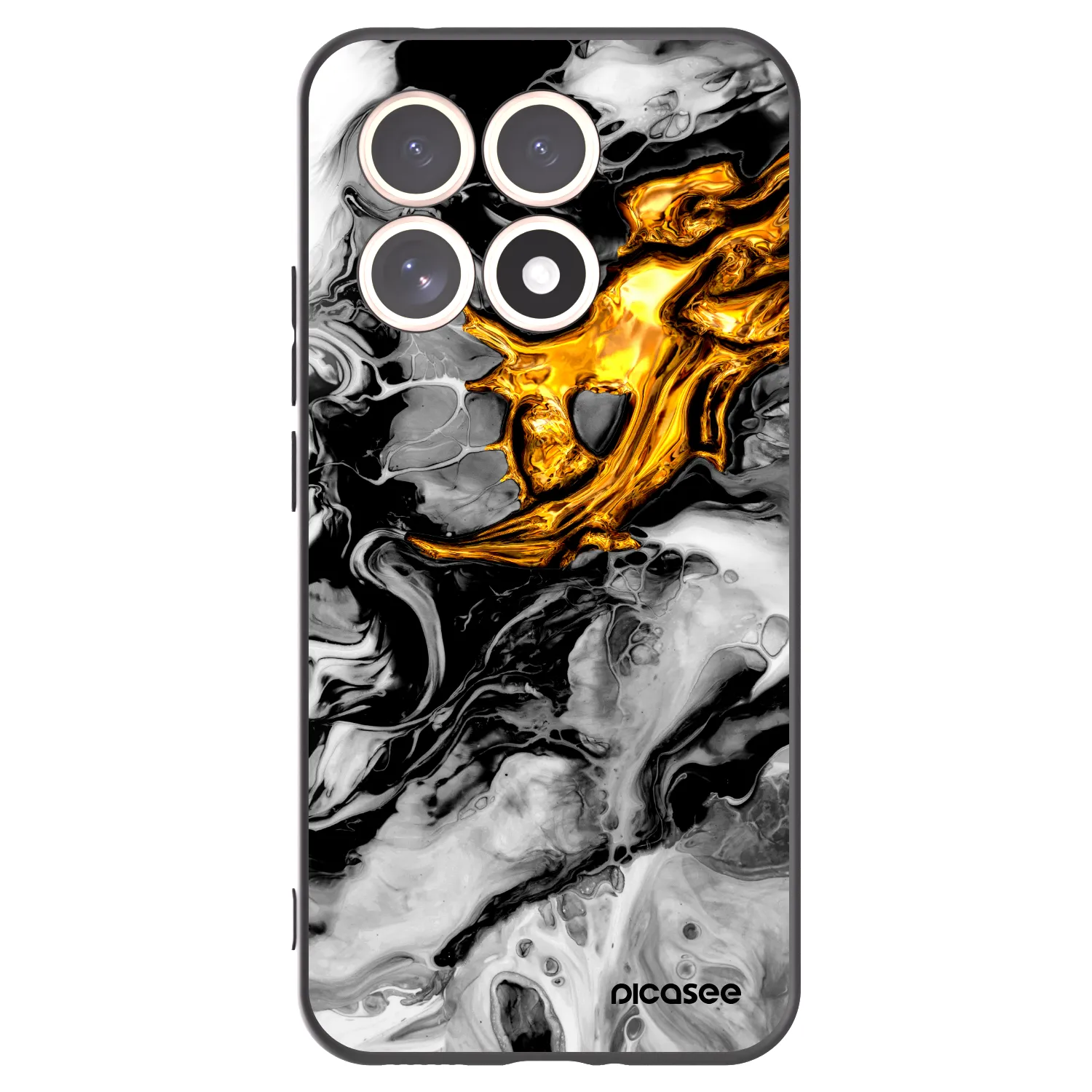 Picasee silikonowe czarne etui na Xiaomi 15T - Black Gold 2