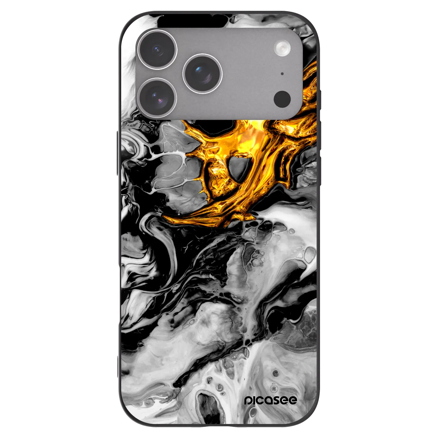 Picasee silikonowe czarne etui na Apple iPhone 18 Pro Max - Black Gold 2