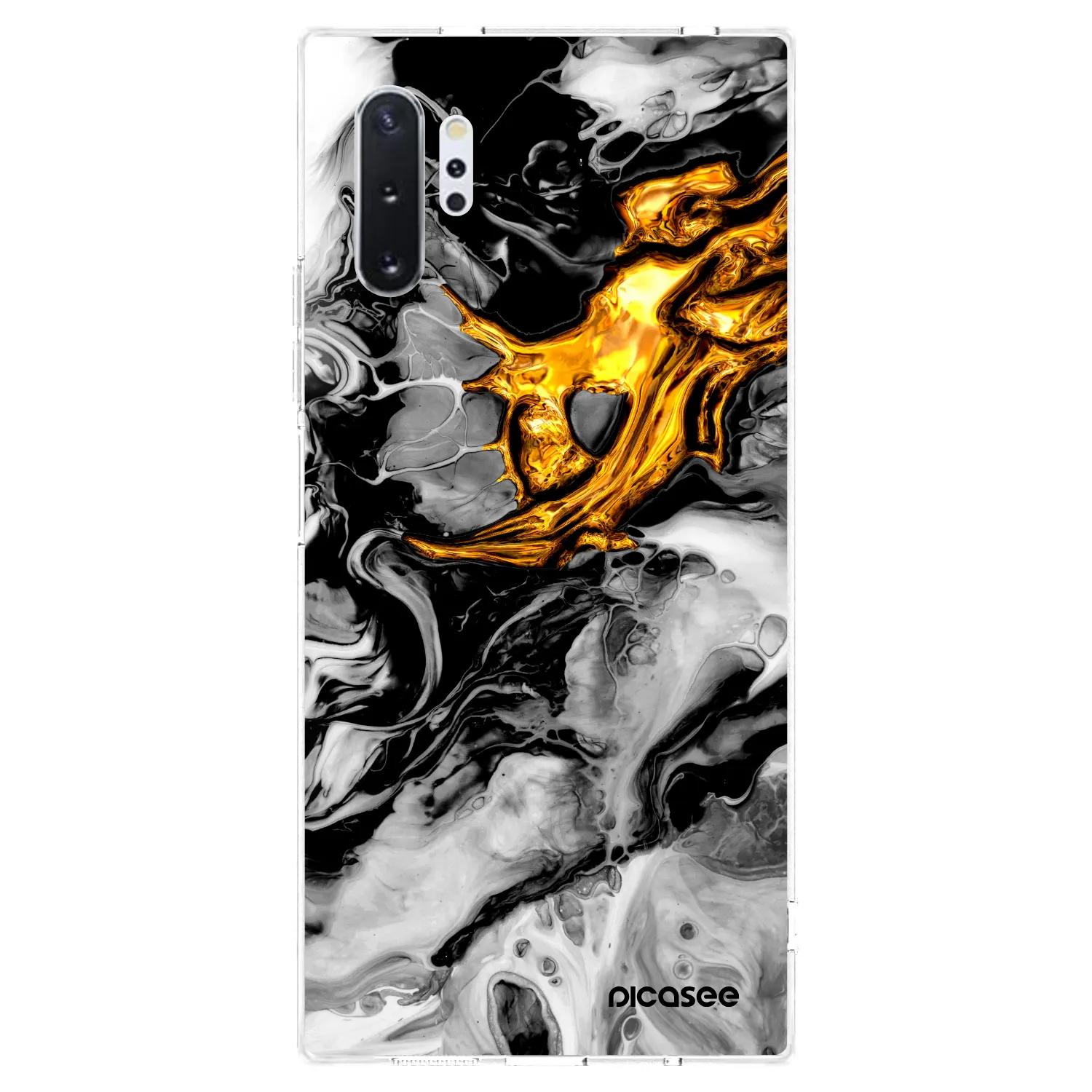 Picasee silikonowe przeźroczyste etui na Samsung Galaxy Note 10+ N975F - Black Gold 2
