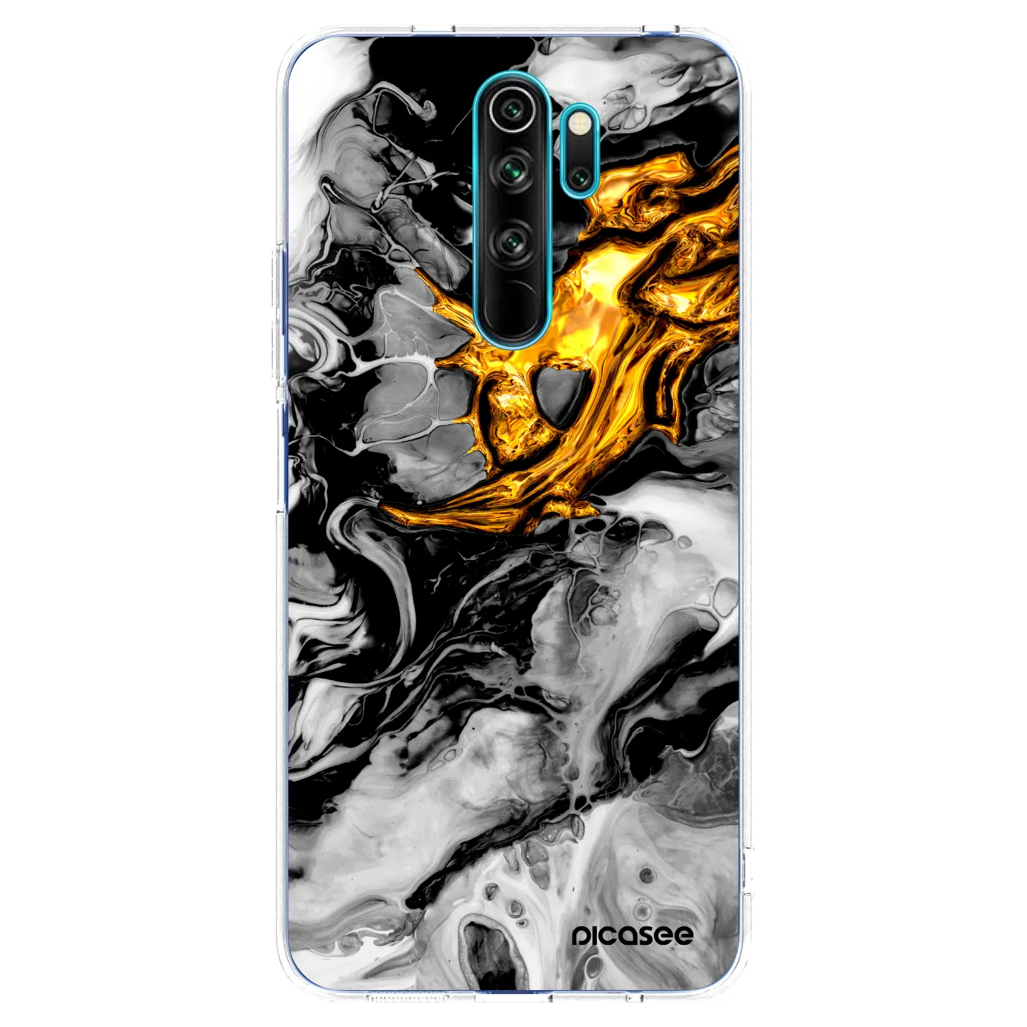 Picasee silikonowe przeźroczyste etui na Xiaomi Redmi Note 8 Pro - Black Gold 2