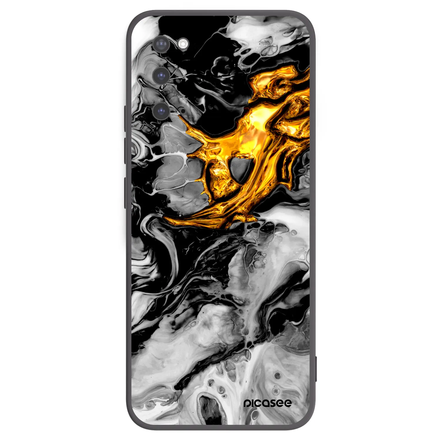 Picasee silikonowe czarne etui na Samsung Galaxy S20 G980F - Black Gold 2