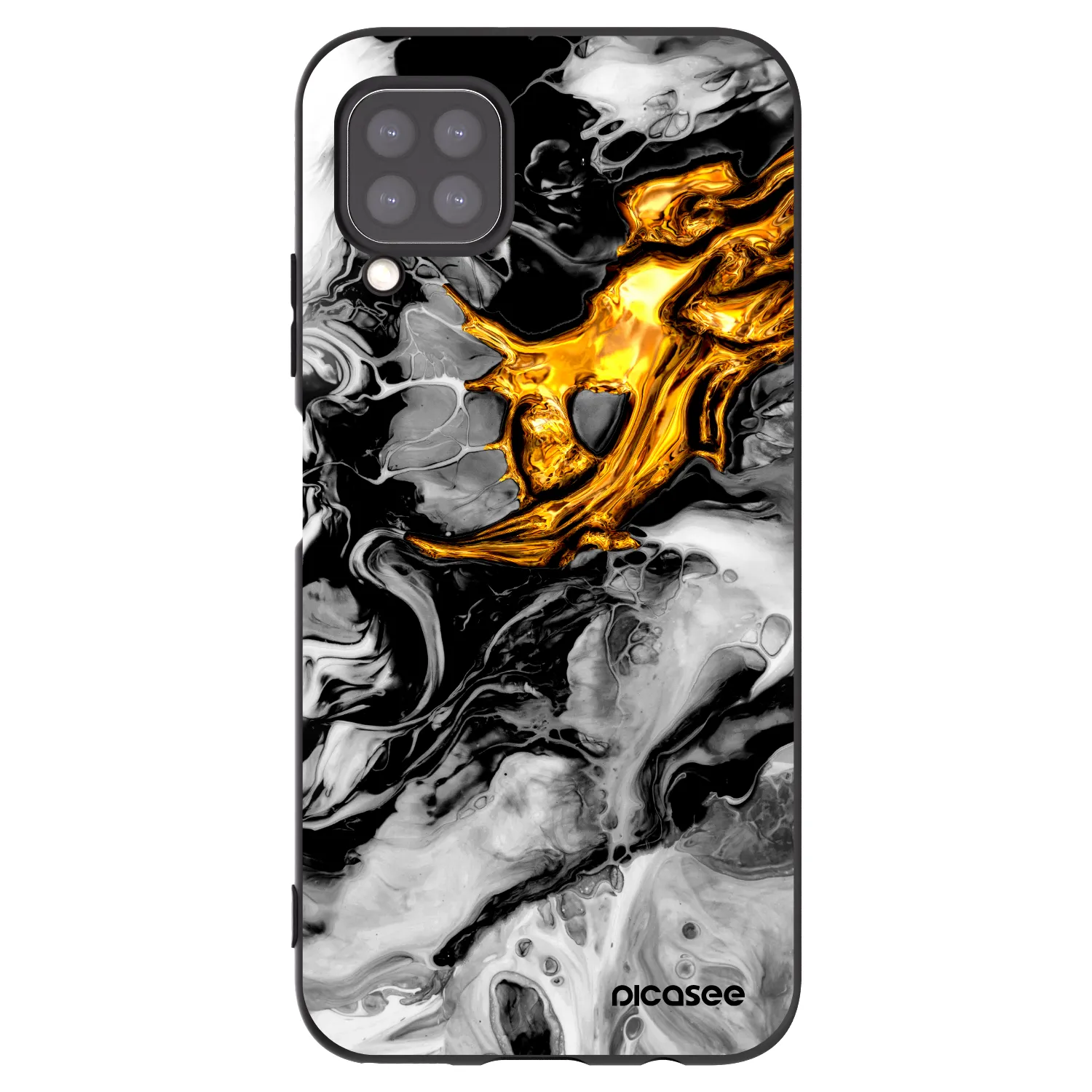 Picasee silikonowe czarne etui na Huawei P40 Lite - Black Gold 2