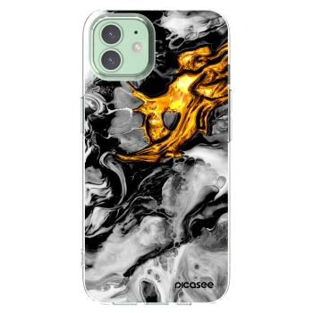 Picasee silikonowe przeźroczyste etui na Apple iPhone 12 - Black Gold 2