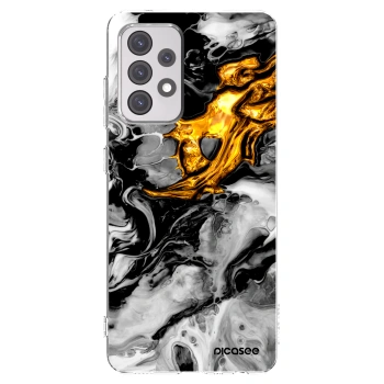 Picasee silikonowe przeźroczyste etui na Samsung Galaxy A52 5G A525F - Black Gold 2