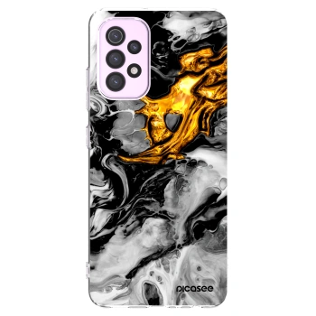 Picasee silikonowe przeźroczyste etui na Samsung Galaxy A32 5G A326B - Black Gold 2