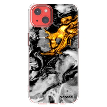 Picasee silikonowe przeźroczyste etui na Apple iPhone 13 - Black Gold 2