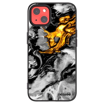 Picasee silikonowe czarne etui na Apple iPhone 13 - Black Gold 2