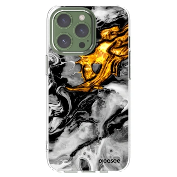 Picasee silikonowe przeźroczyste etui na Apple iPhone 13 Pro - Black Gold 2