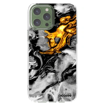 Picasee silikonowe przeźroczyste etui na Apple iPhone 13 Pro Max - Black Gold 2