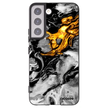 Picasee silikonowe czarne etui na Samsung Galaxy S22 5G - Black Gold 2