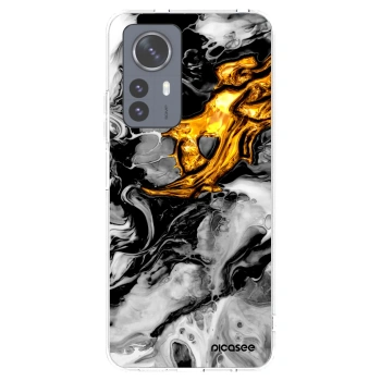 Picasee silikonowe przeźroczyste etui na Xiaomi 12 Pro - Black Gold 2