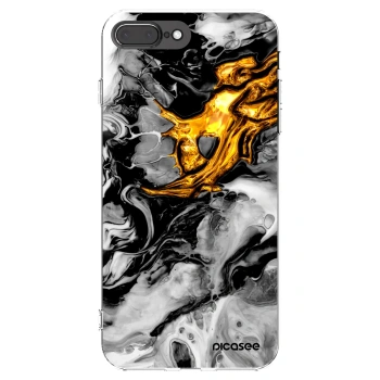 Picasee silikonowe przeźroczyste etui na Apple iPhone 8 Plus - Black Gold 2