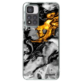 Picasee silikonowe przeźroczyste etui na Xiaomi Redmi Note 11 Pro+ 5G - Black Gold 2