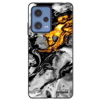Picasee silikonowe czarne etui na Xiaomi Redmi Note 12 Pro 5G - Black Gold 2
