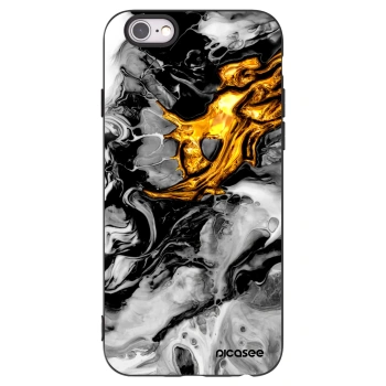 Picasee silikonowe czarne etui na Apple iPhone 6/6S - Black Gold 2