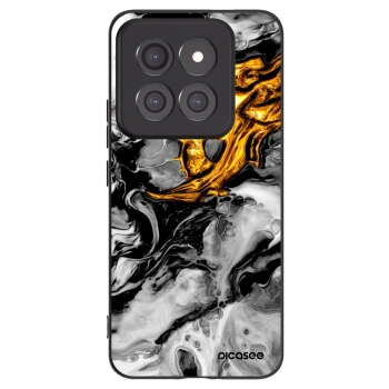 Picasee silikonowe czarne etui na Xiaomi 14 Pro - Black Gold 2