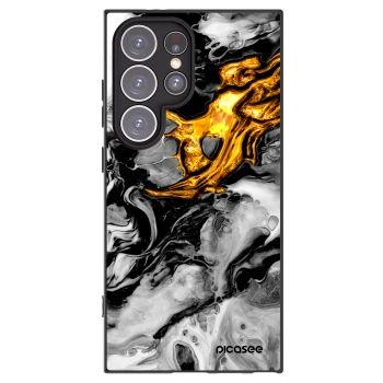 Picasee silikonowe czarne etui na Samsung Galaxy S24 Ultra S928B 5G - Black Gold 2