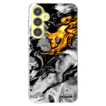 Picasee silikonowe przeźroczyste etui na Samsung Galaxy A35 5G A356B - Black Gold 2