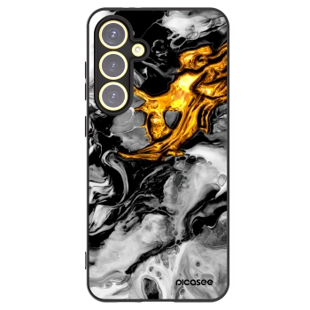 Picasee silikonowe czarne etui na Samsung Galaxy S24 FE S721B - Black Gold 2