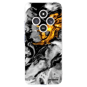 Picasee silikonowe przeźroczyste etui na Xiaomi Redmi 14C - Black Gold 2