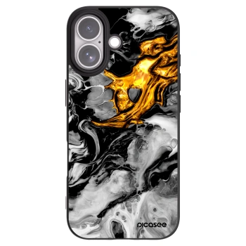 Picasee silikonowe czarne etui na Apple iPhone 17 - Black Gold 2