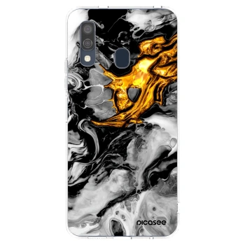 Picasee silikonowe przeźroczyste etui na Samsung Galaxy A40 A405F - Black Gold 2