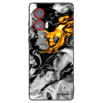 Picasee silikonowe czarne etui na Motorola Edge 50 Fusion - Black Gold 2