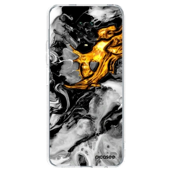 Picasee silikonowe przeźroczyste etui na Xiaomi Redmi Note 9 Pro - Black Gold 2