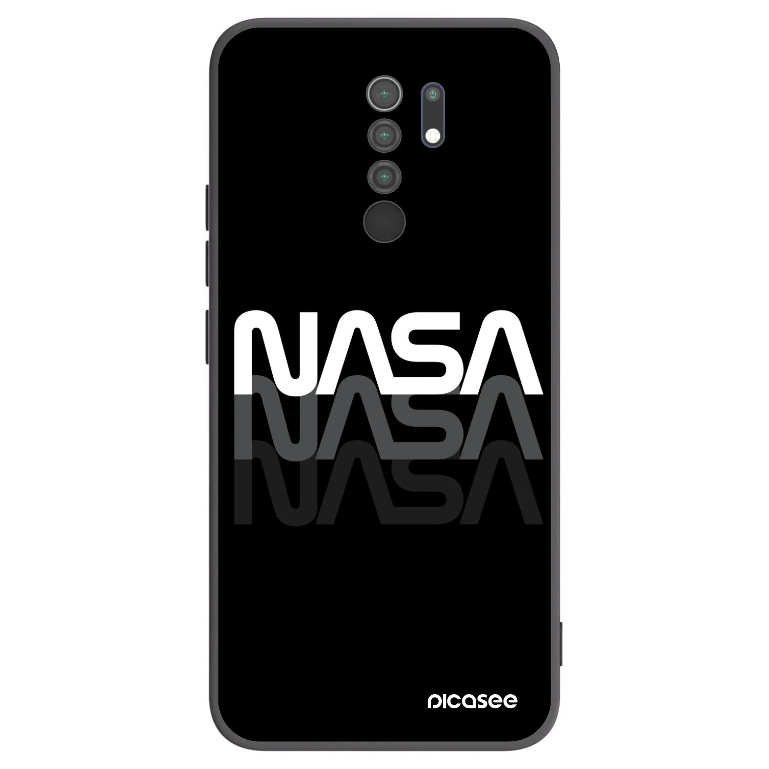 Picasee silikonowe czarne etui na Xiaomi Redmi 9 - NASA Triple