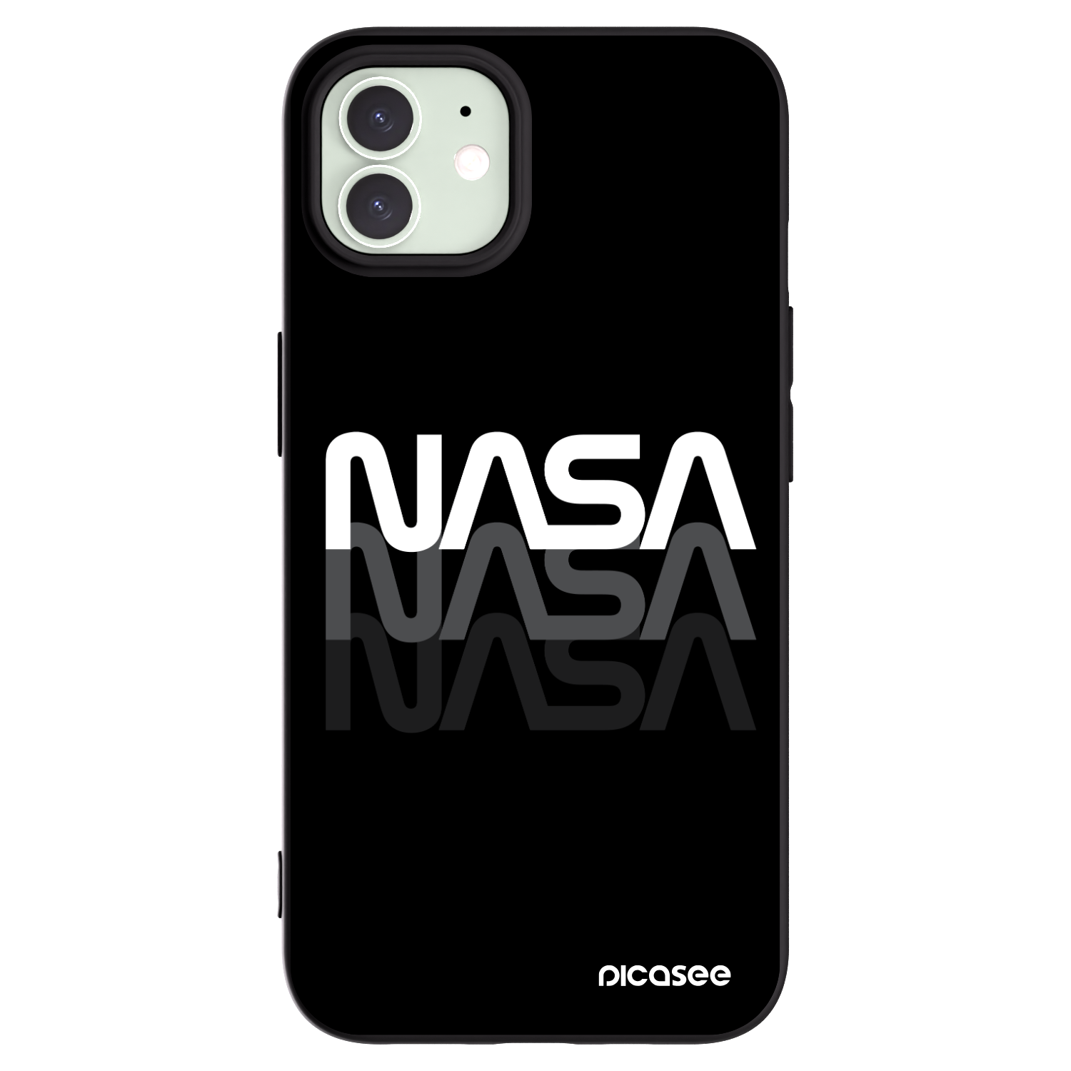 Picasee silikonowe czarne etui na Apple iPhone 12 Pro - NASA Triple