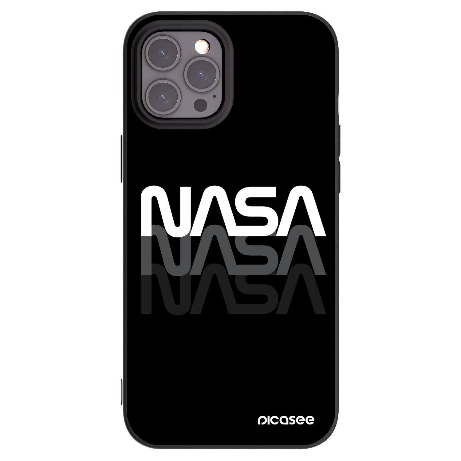 Picasee silikonowe czarne etui na Apple iPhone 12 Pro Max - NASA Triple