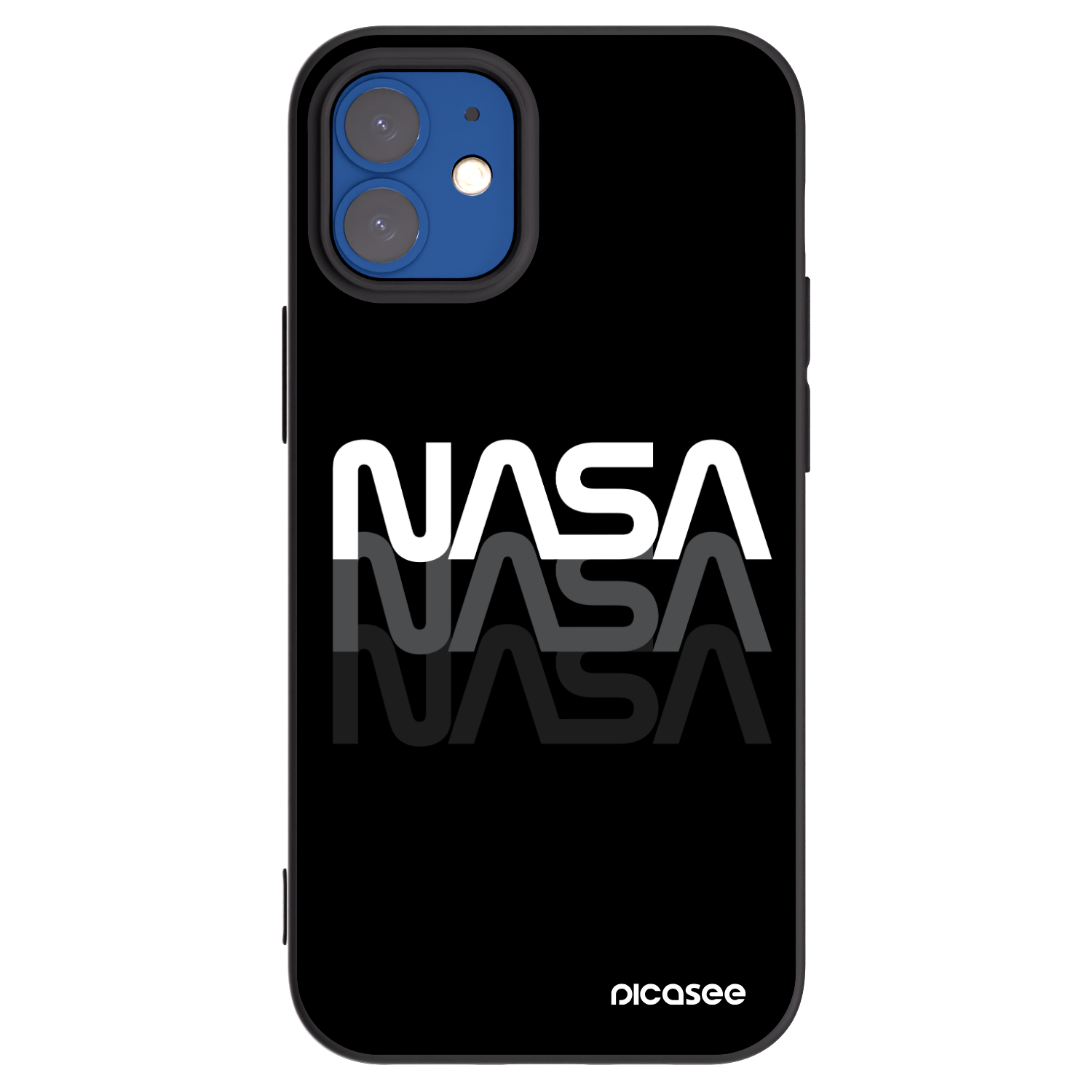Picasee silikonowe czarne etui na Apple iPhone 12 mini - NASA Triple
