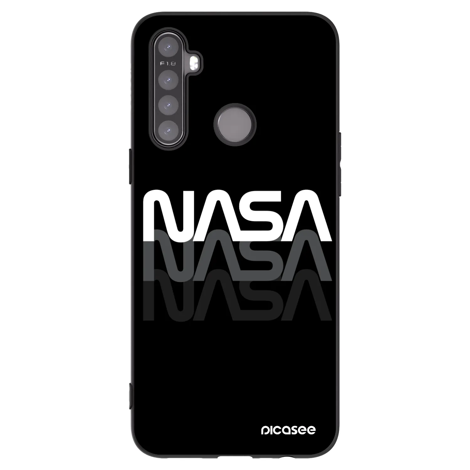 Picasee silikonowe czarne etui na Realme 5 - NASA Triple