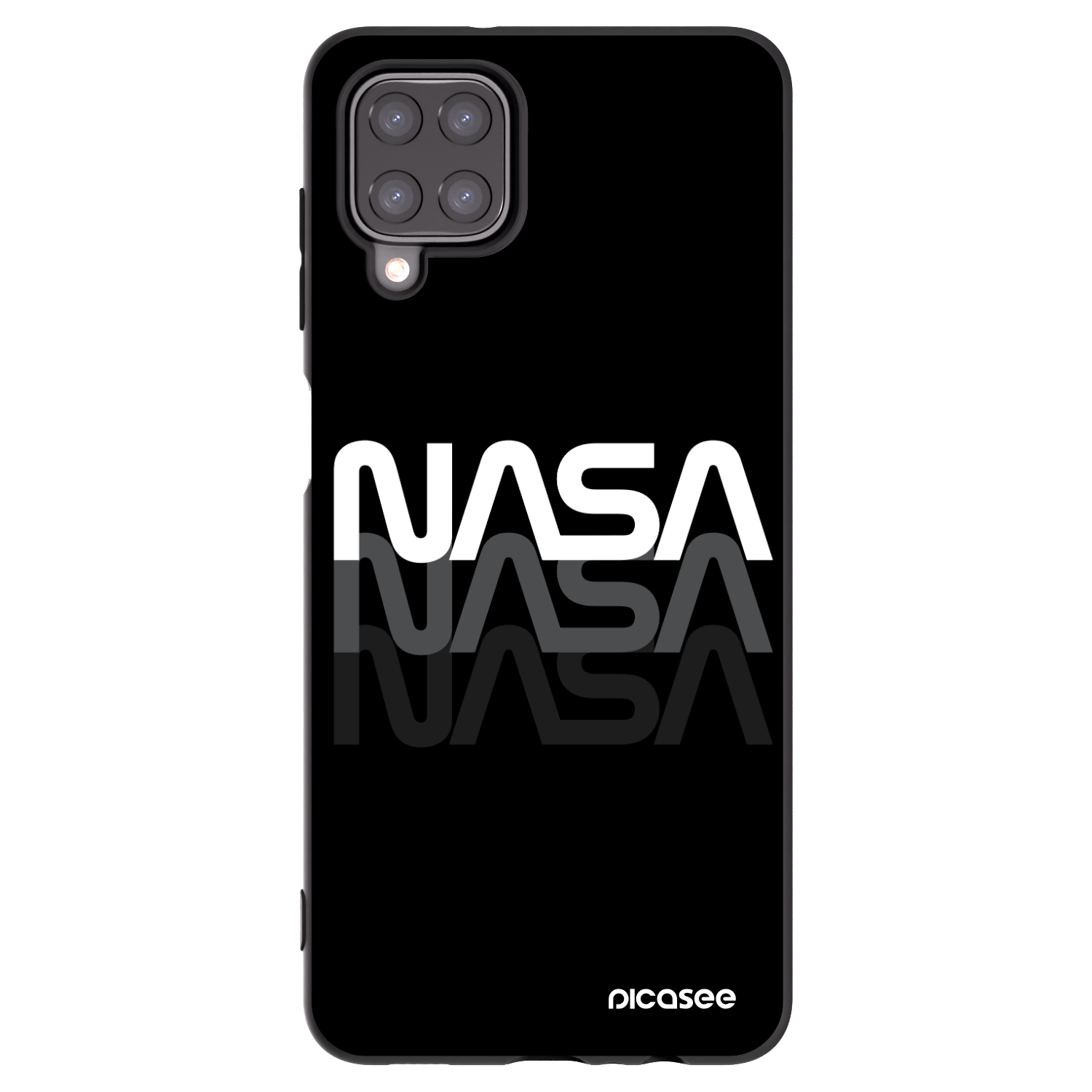 Picasee silikonowe czarne etui na Samsung Galaxy A12 A125F - NASA Triple