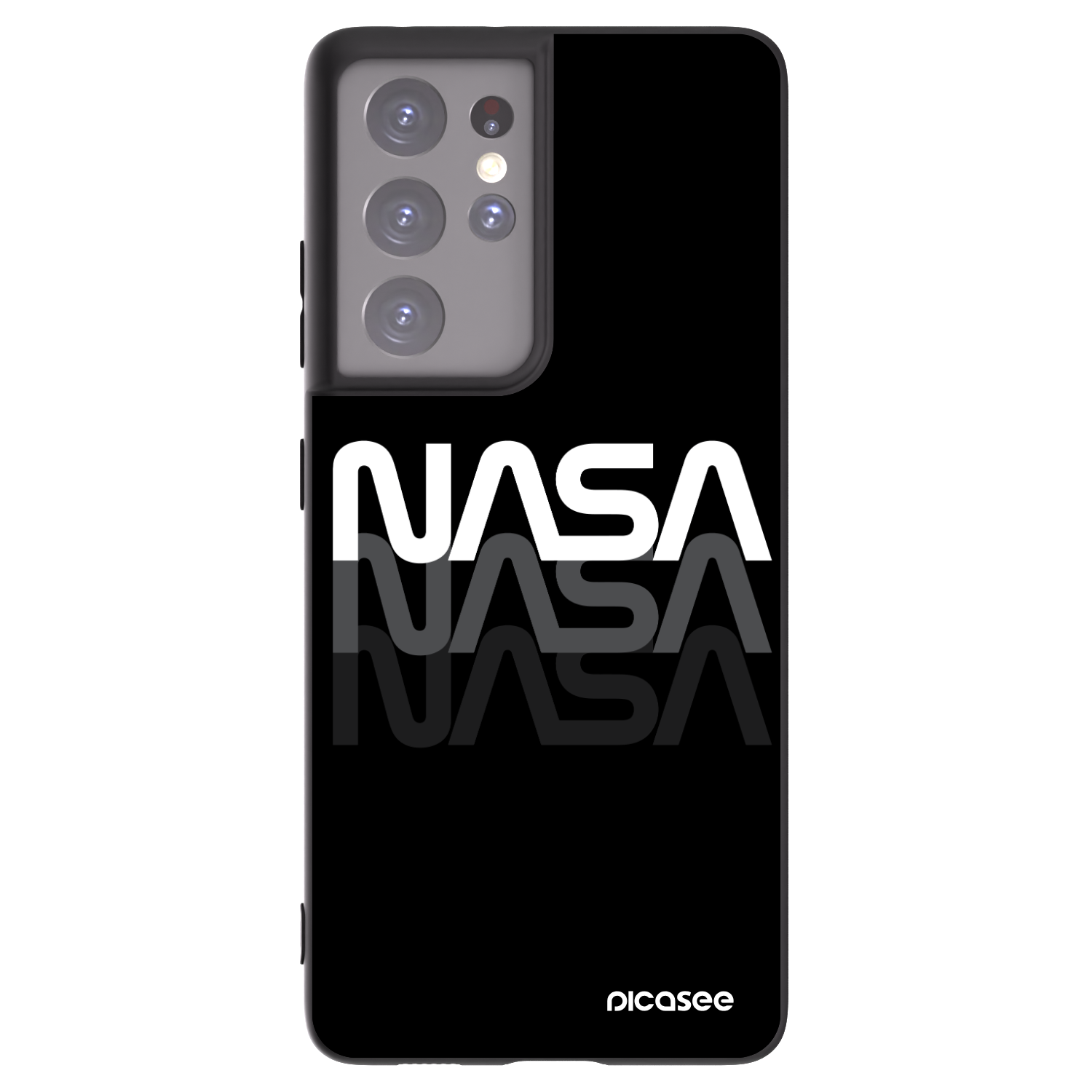 Picasee silikonowe czarne etui na Samsung Galaxy S21 Ultra 5G G998B - NASA Triple