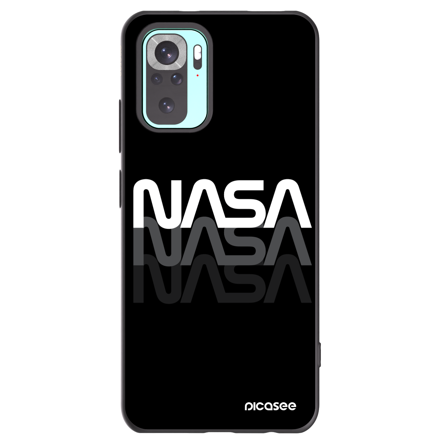 Picasee silikonowe czarne etui na Xiaomi Redmi Note 10 Pro - NASA Triple