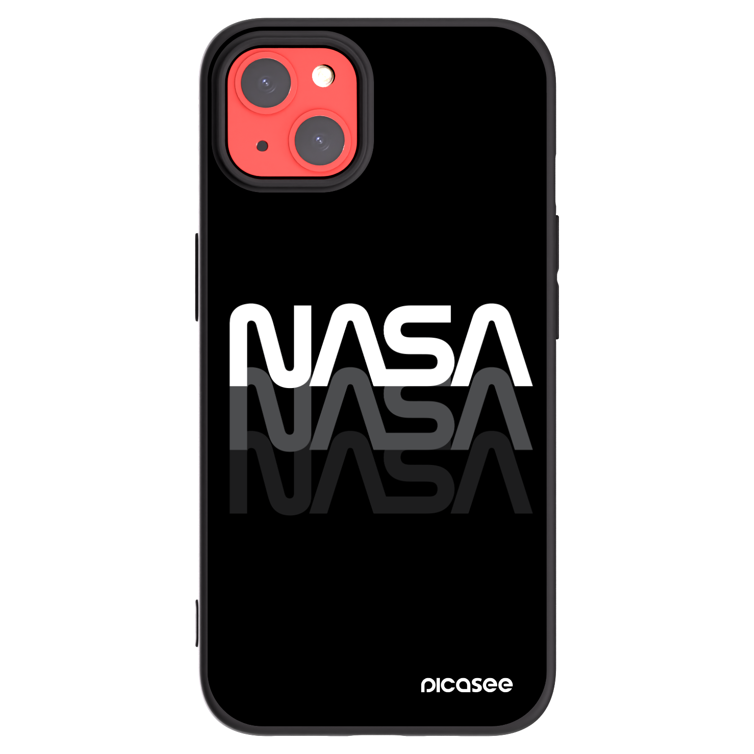 Picasee silikonowe czarne etui na Apple iPhone 13 - NASA Triple