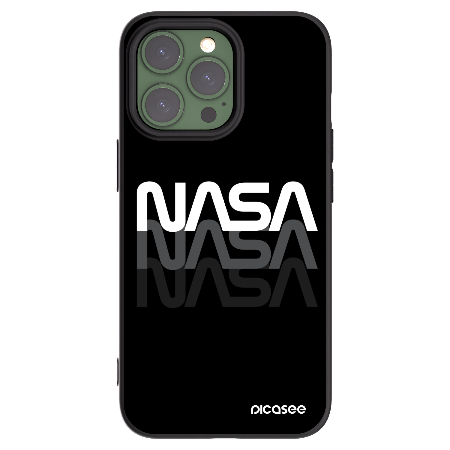 Picasee silikonowe czarne etui na Apple iPhone 13 Pro - NASA Triple