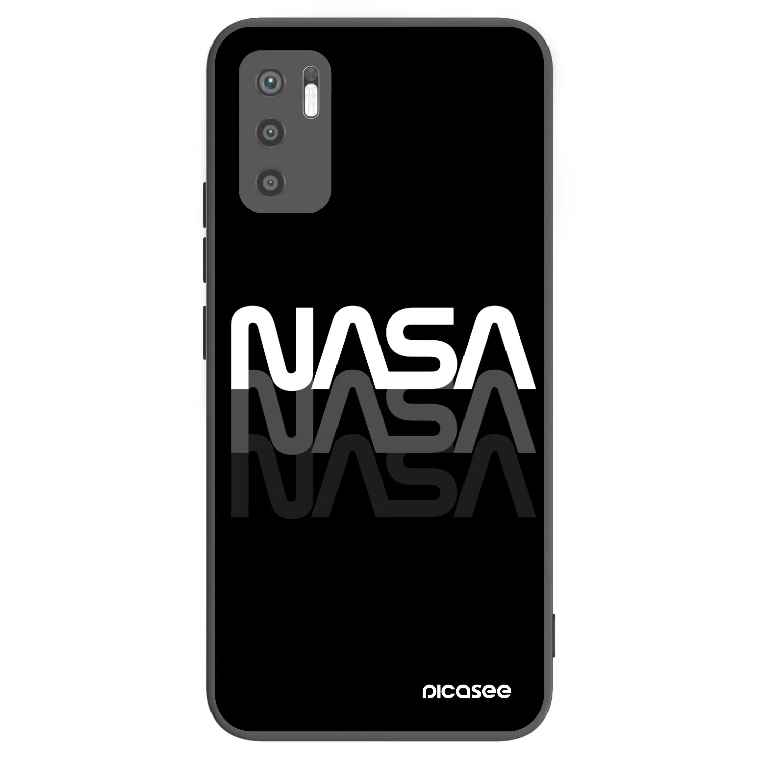 Picasee silikonowe czarne etui na Xiaomi Redmi Note 10 5G - NASA Triple
