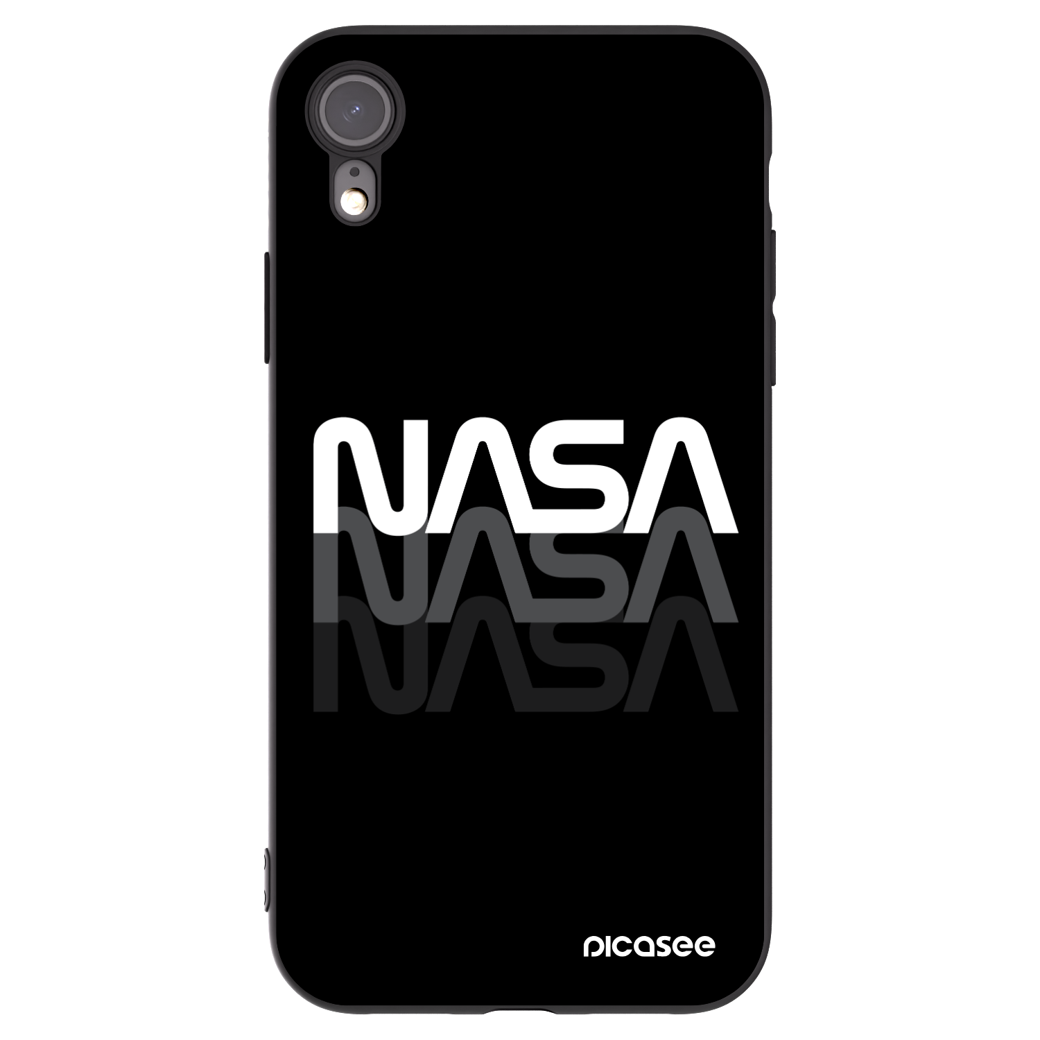 Picasee silikonowe czarne etui na Apple iPhone XR - NASA Triple