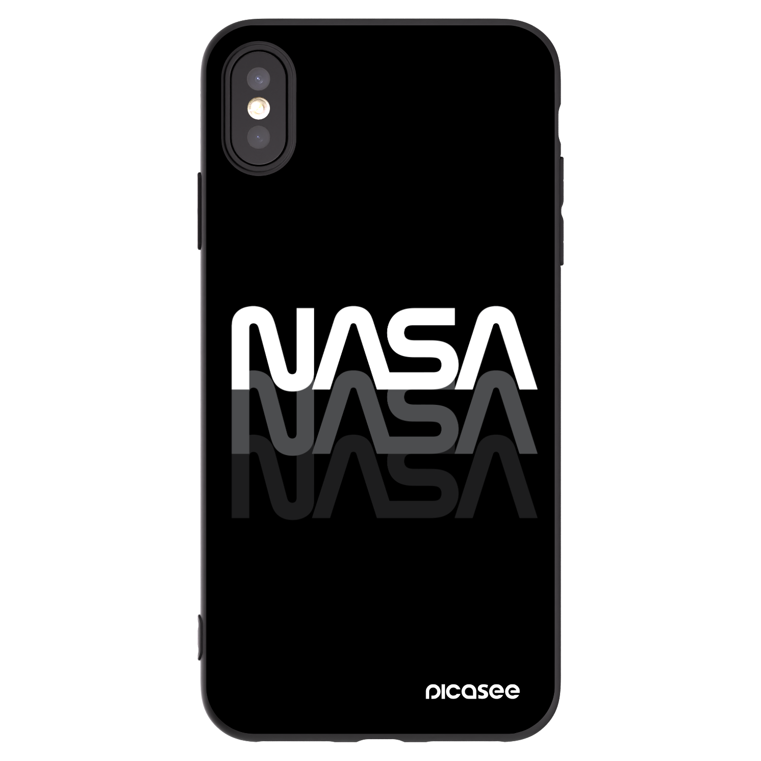 Picasee silikonowe czarne etui na Apple iPhone XS Max - NASA Triple
