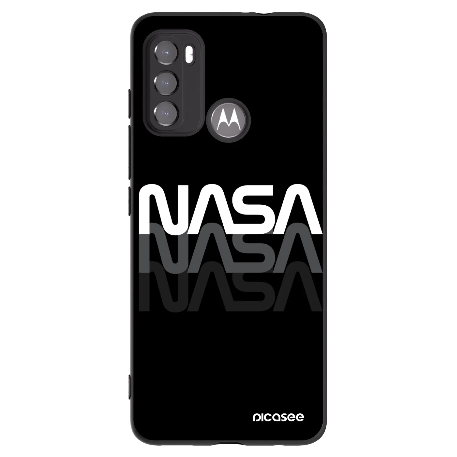 Picasee silikonowe czarne etui na Motorola Moto G60 - NASA Triple