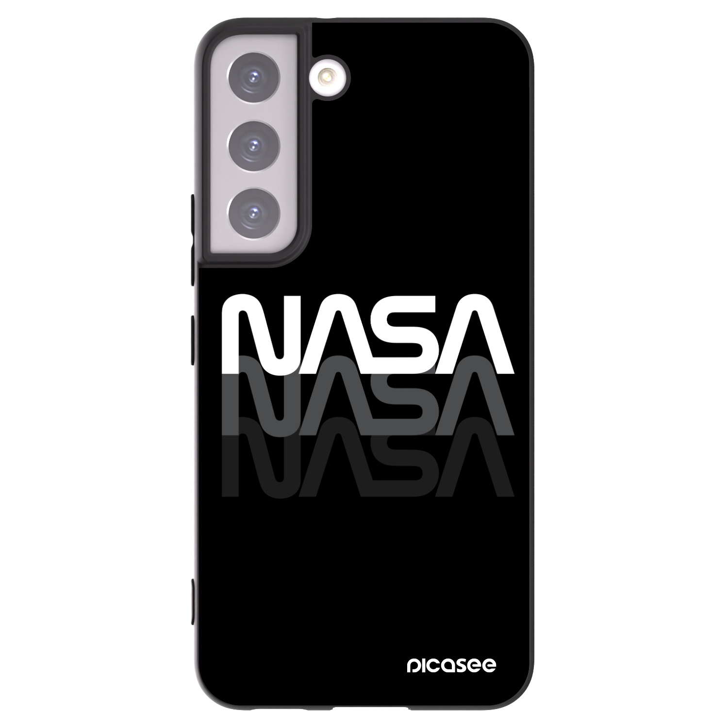 Picasee silikonowe czarne etui na Samsung Galaxy S22 5G - NASA Triple