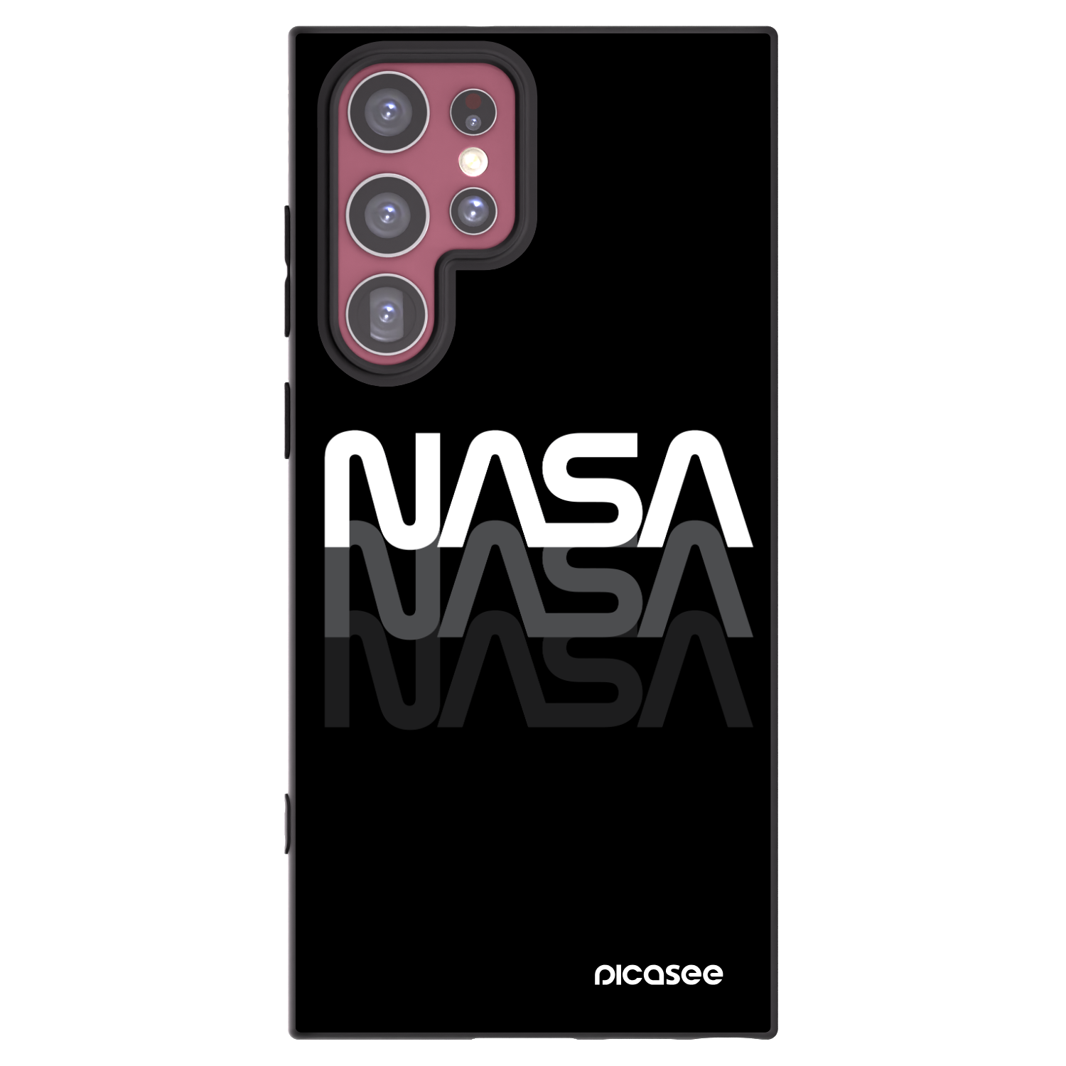 Picasee silikonowe czarne etui na Samsung Galaxy S22 Ultra 5G - NASA Triple