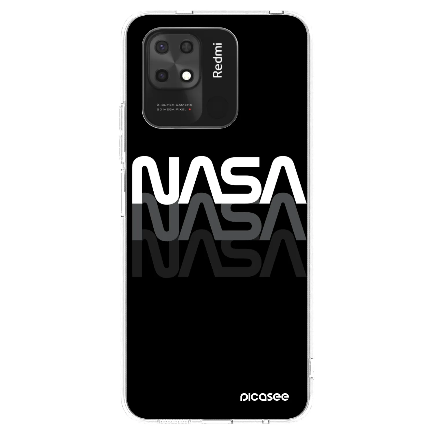 Picasee silikonowe przeźroczyste etui na Xiaomi Redmi 10C - NASA Triple